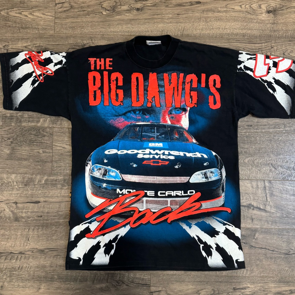 VINTAGE Large Nascar Dale Earnhardt  Double Sided Graphic T Shirt THE BIG DAWGS